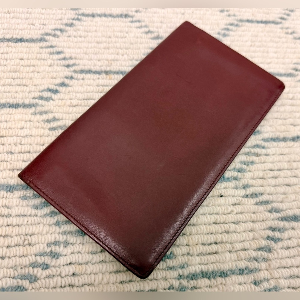 CARTIER Vintage Unisex Must de Cartier Bordeaux Calfskin Long Slim Wallet W Gold - Picture 7 of 16